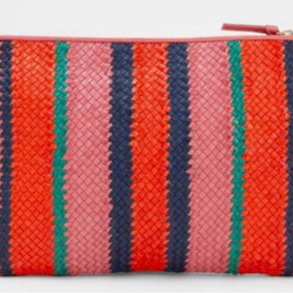 EUC Rare Clare V woven striped clutch with tabs - Picture 3 of 6